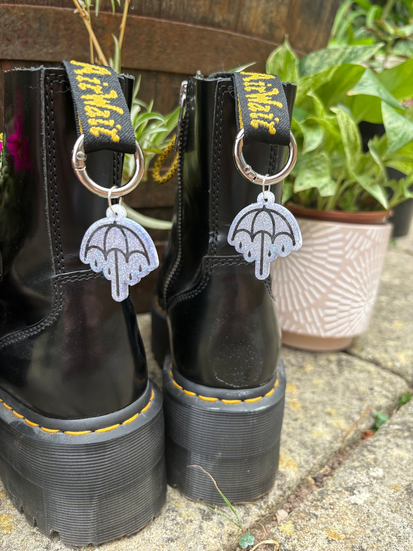 Lilac Holographic Rainy Umbrella Boot Charms