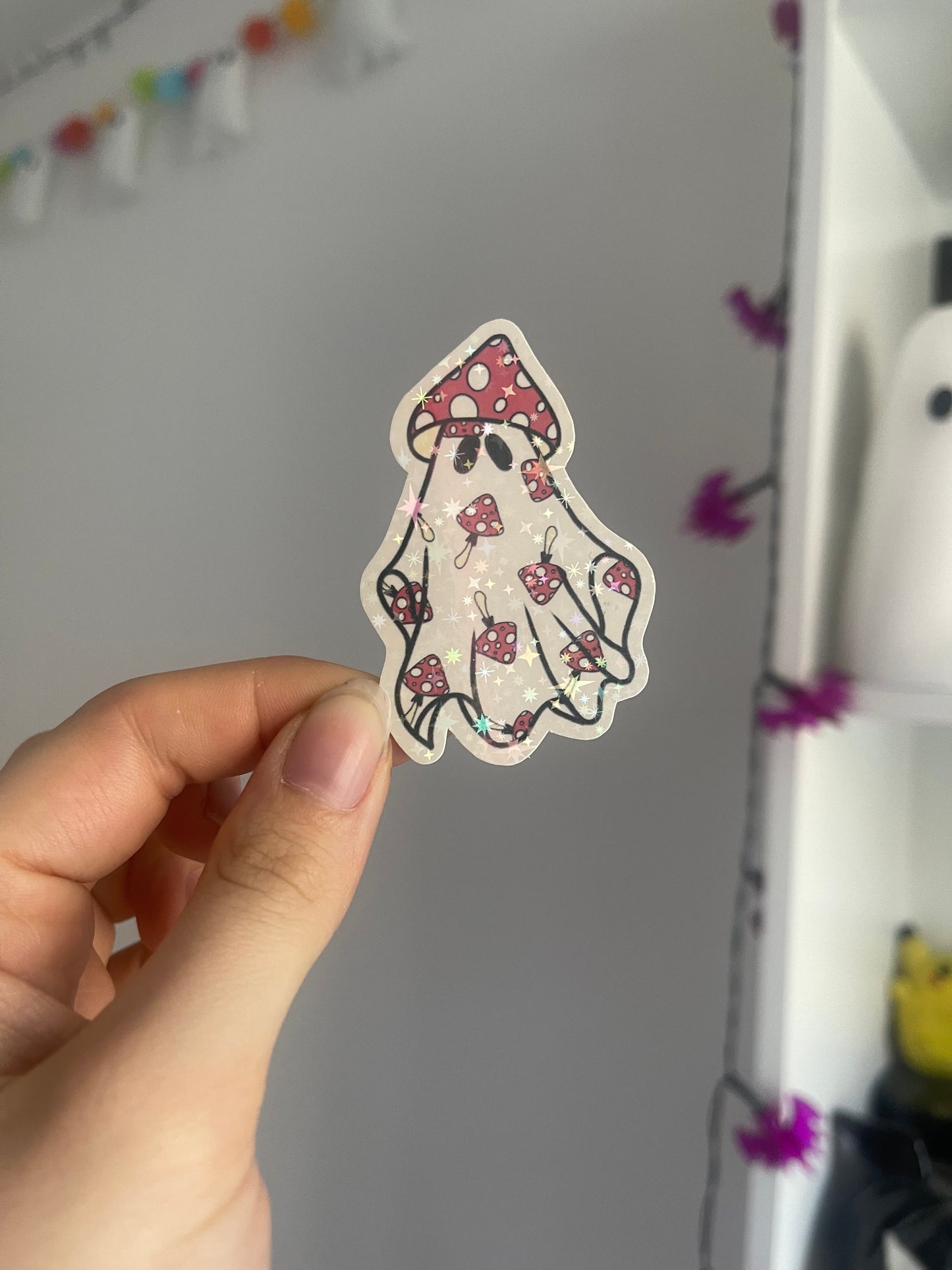 Mushie Hat Ghost Holographic Sticker