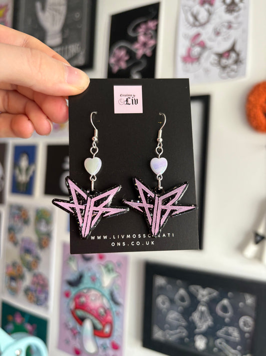 Black & Pink Falling Backwards Earrings