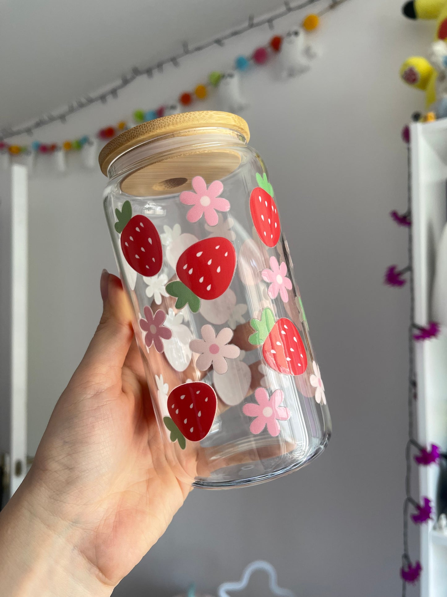 Strawberries & Flowers Libbey Glass