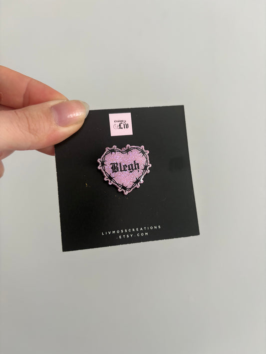 Pink Holographic Blegh Resin Pin