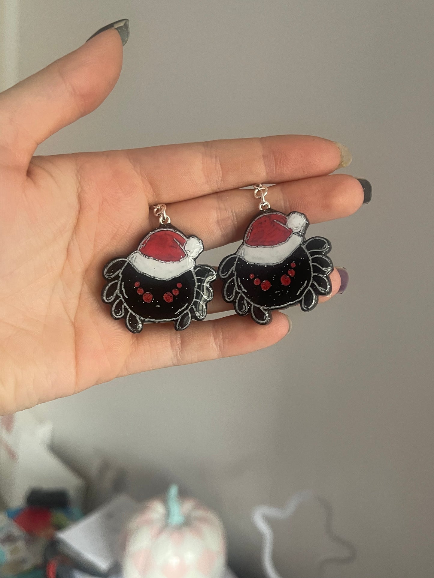 Spooky Christmas Spiders Earrings