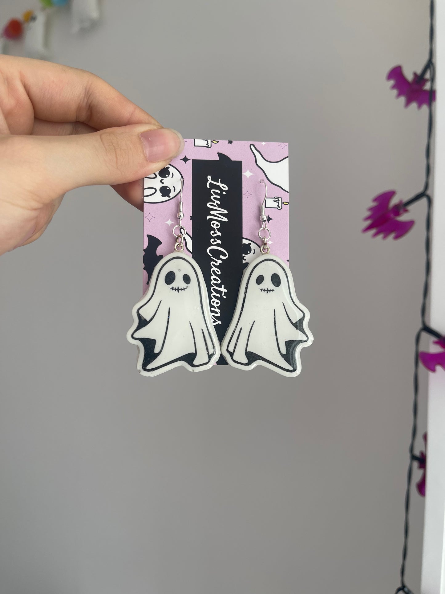 Stitched Mouth Ghost Earrings