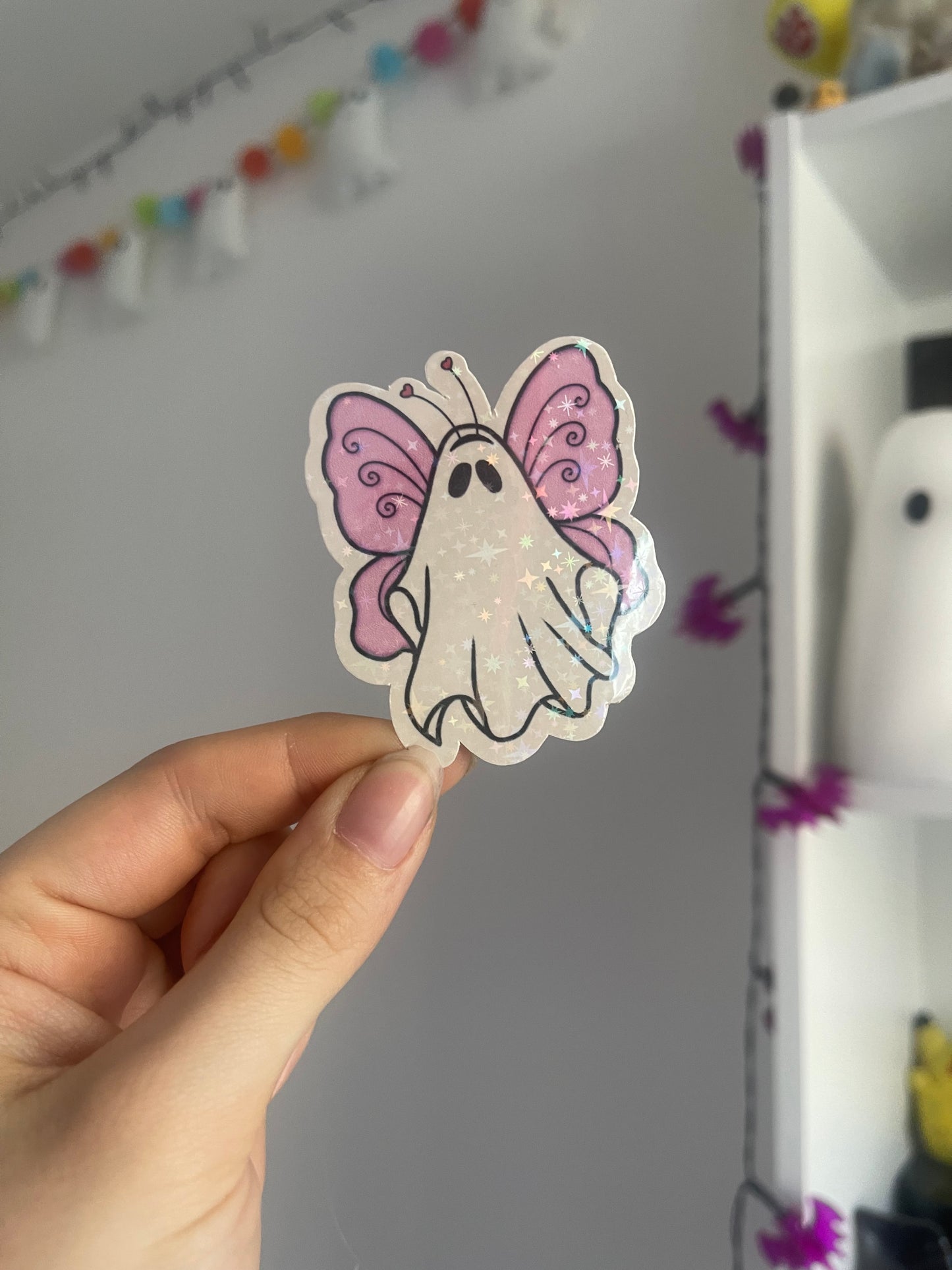 Pink Fairy Ghost Holographic Sticker