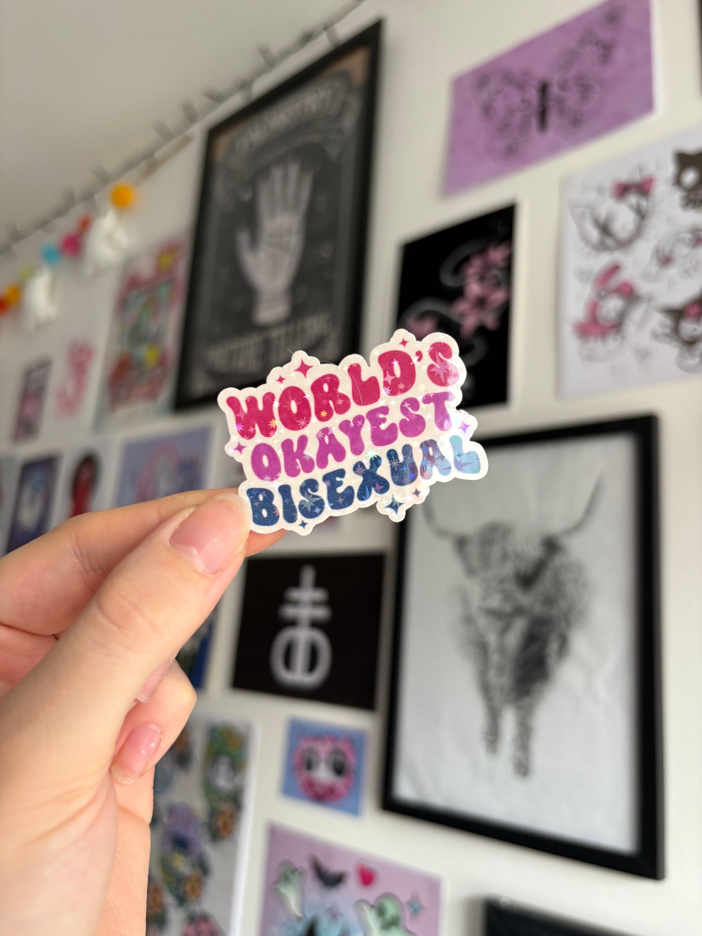 Worlds Okayest Bisexual Holographic Sticker