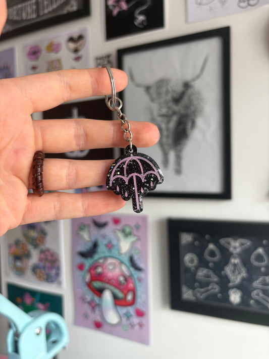 Black & Pink Rainy Umbrella Keyring