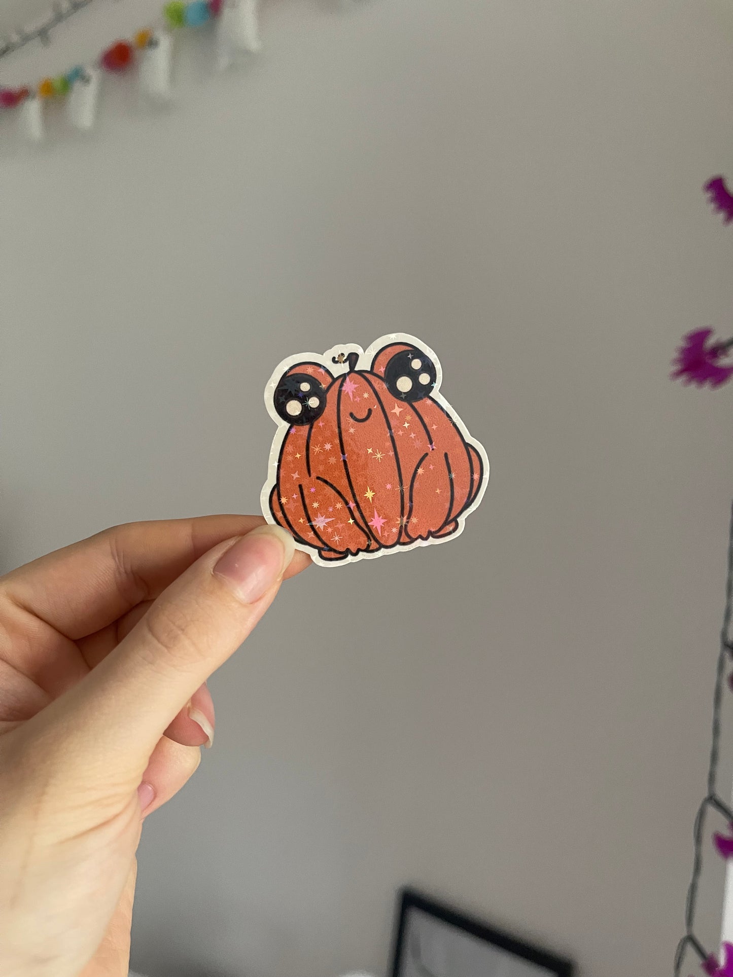 Pumpkin Frog Holographic Sticker