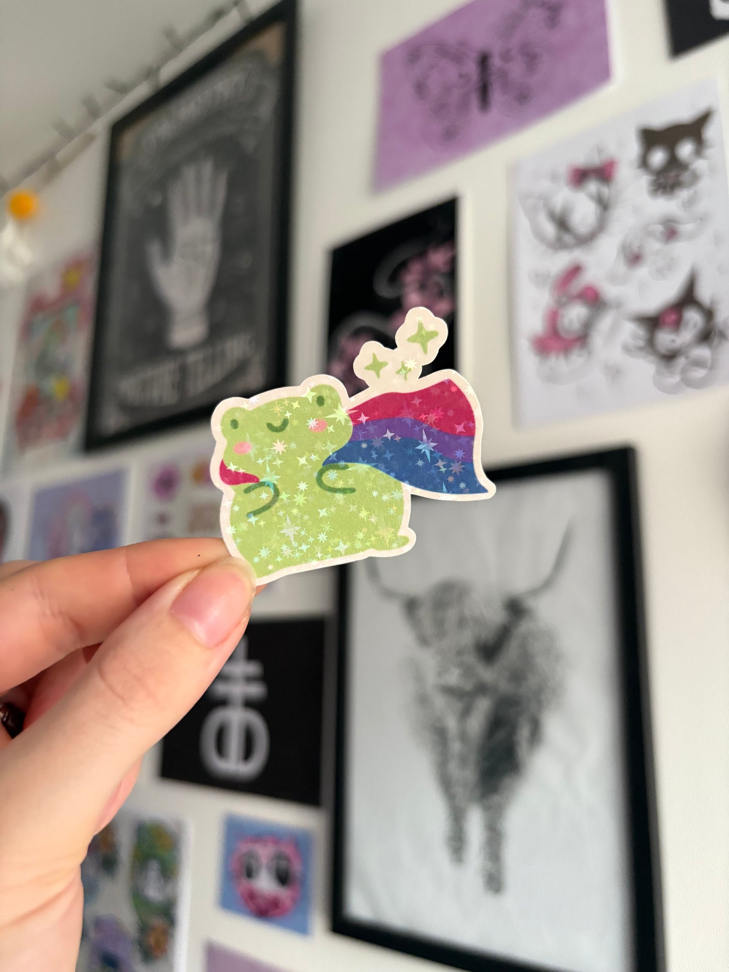 Bi Pride Froggy Holographic Sticker