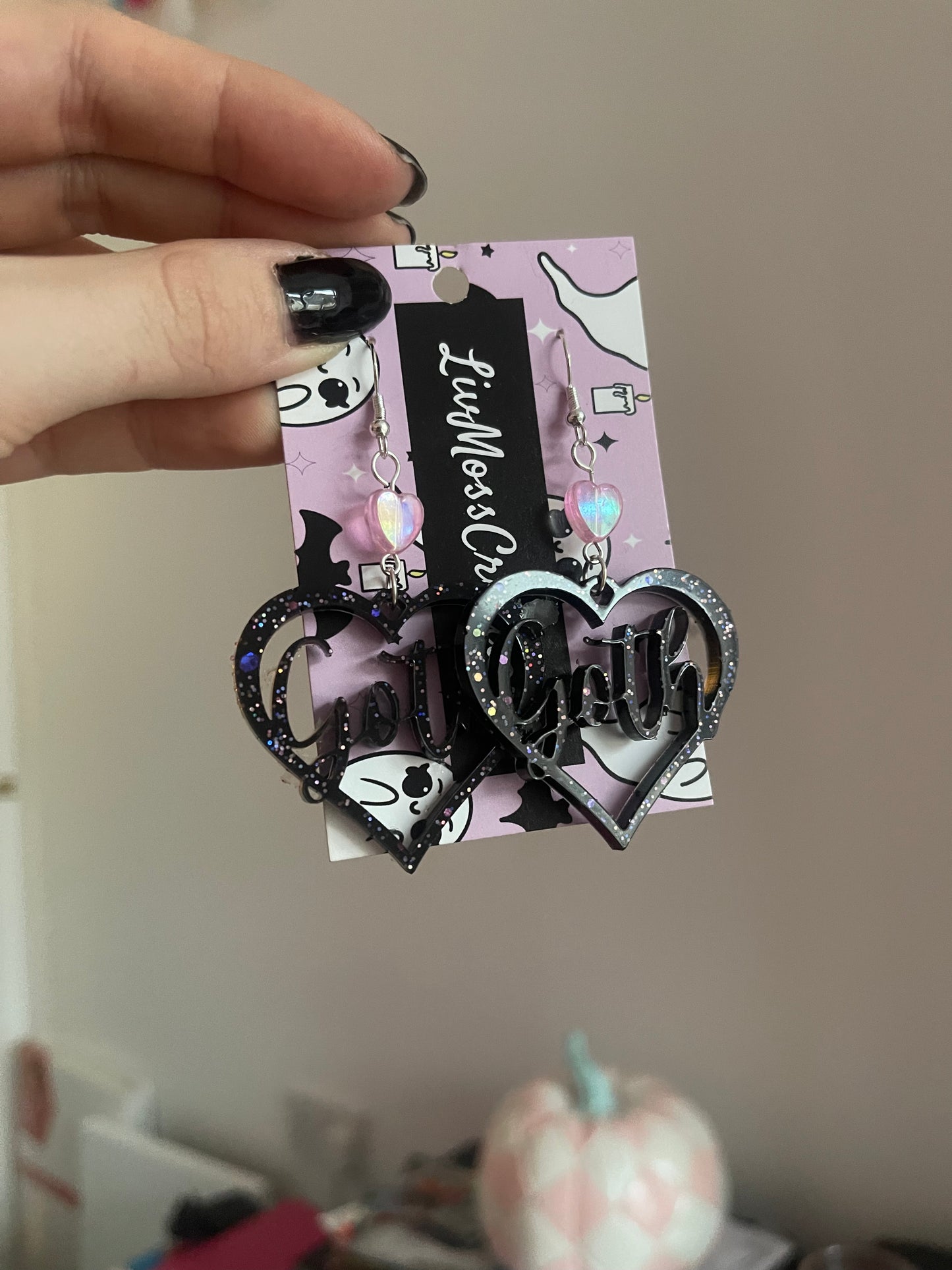 Goth Hearts Earrings - made to order