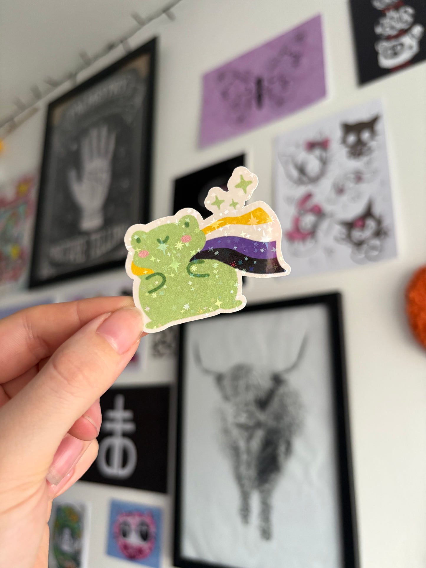 Non-Binary Pride Froggy Holographic Sticker