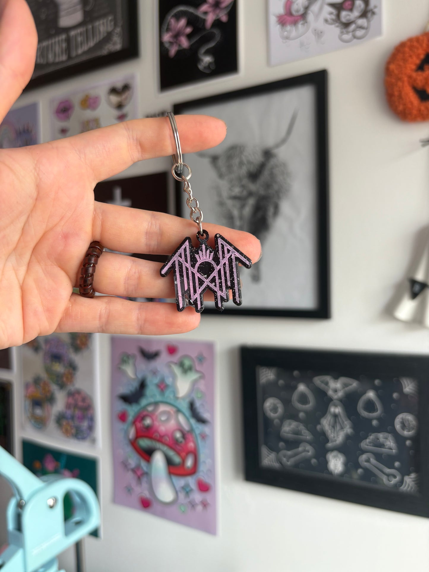 Black & Pink Sleepy Keyring
