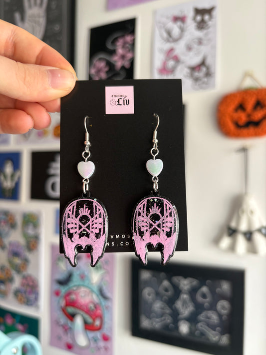 Black & Pink Sleepy Mask Earrings
