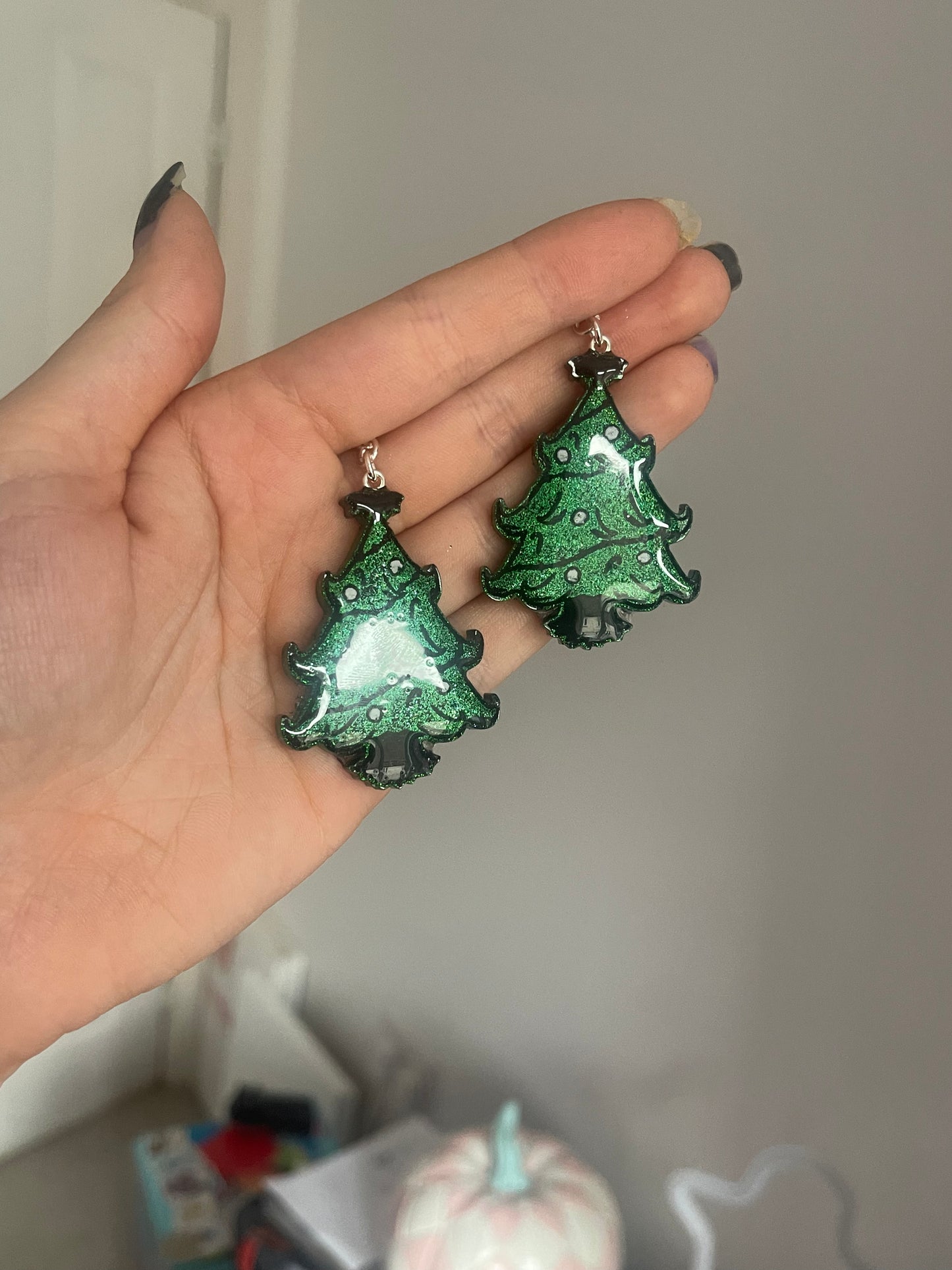 Spooky Christmas Tree Earrings