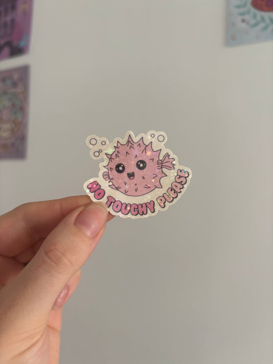 No Touchy Pls Holographic Sticker