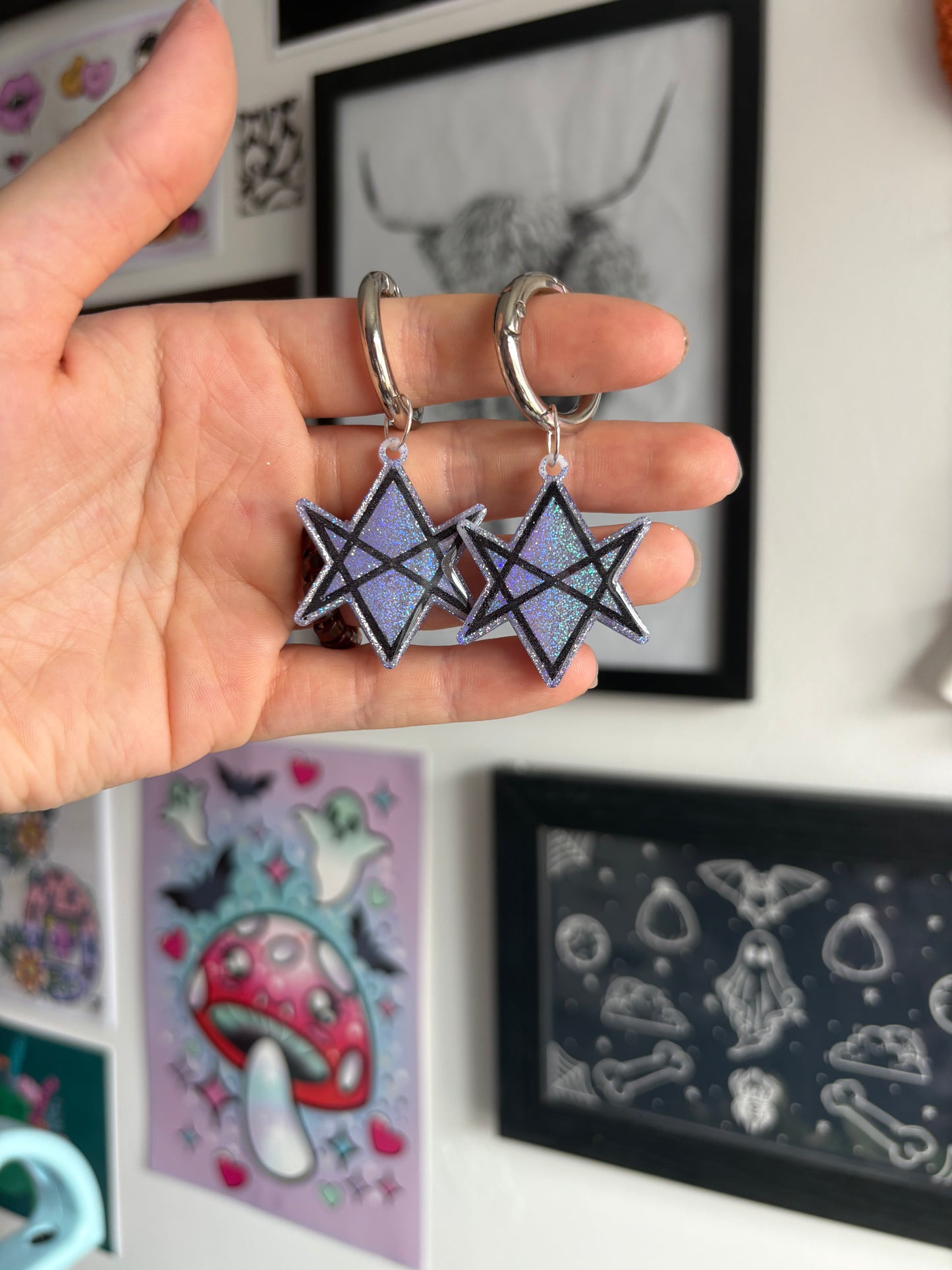 Lilac Holographic Hexagram Boot Charms