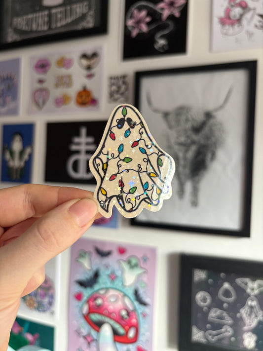 Christmas Lights Ghost Holographic Sticker