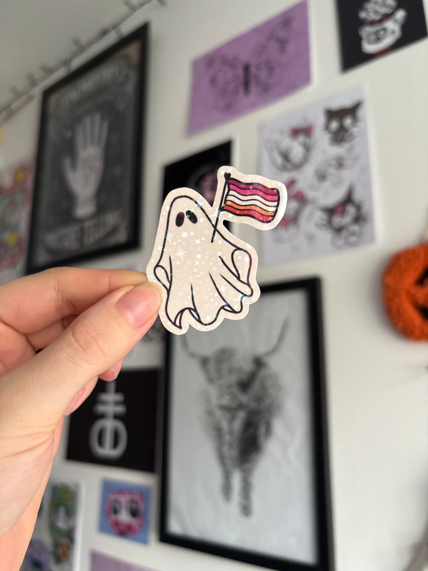 Lesbian Pride Ghost Holographic Sticker