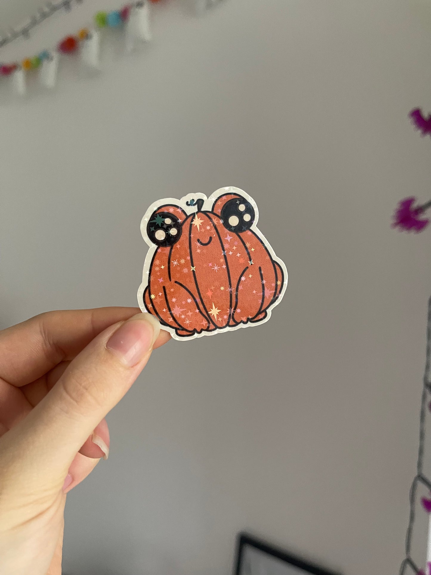 Pumpkin Frog Holographic Sticker