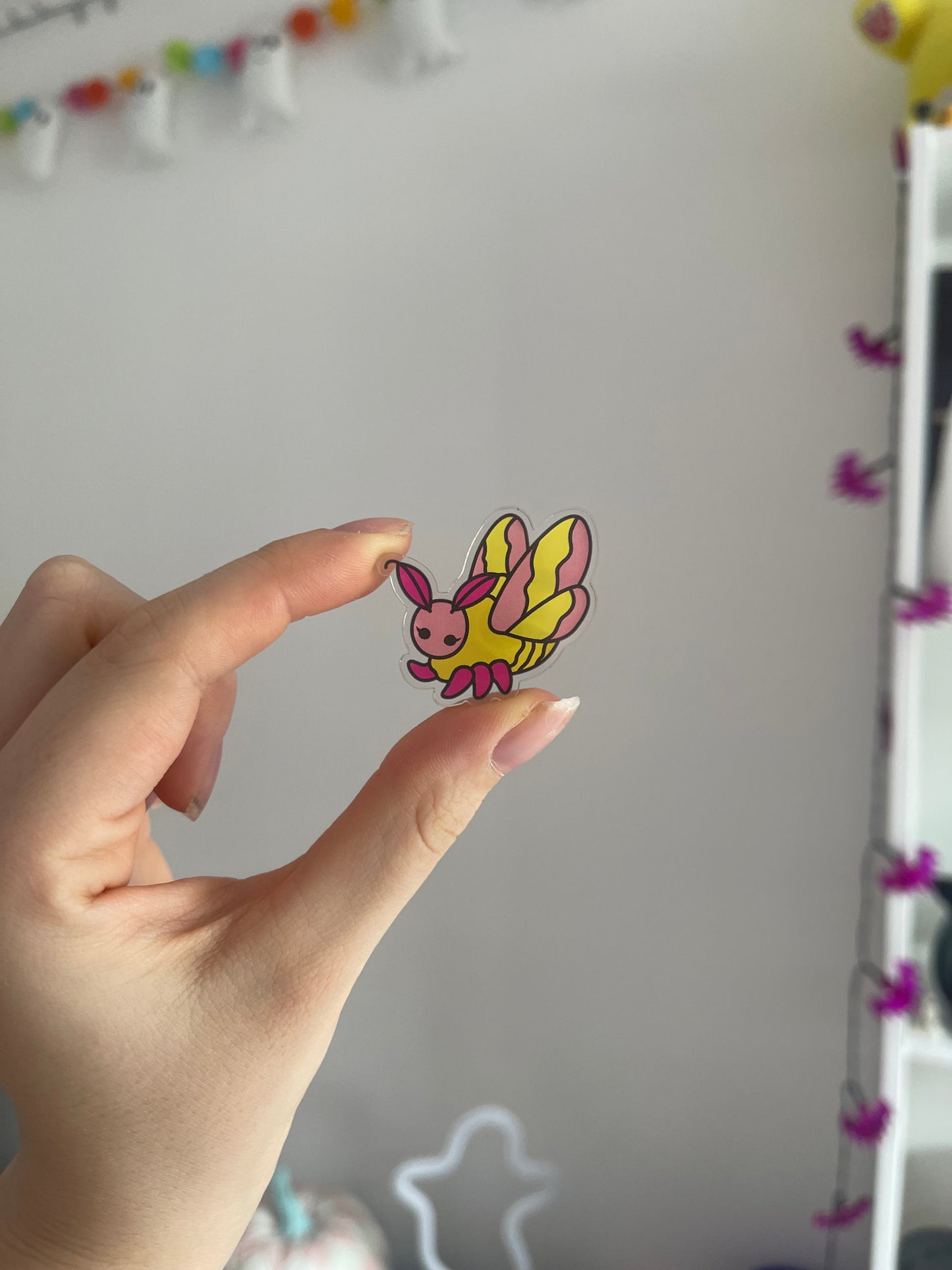 Rosy Maple Moth Acrylic Pin