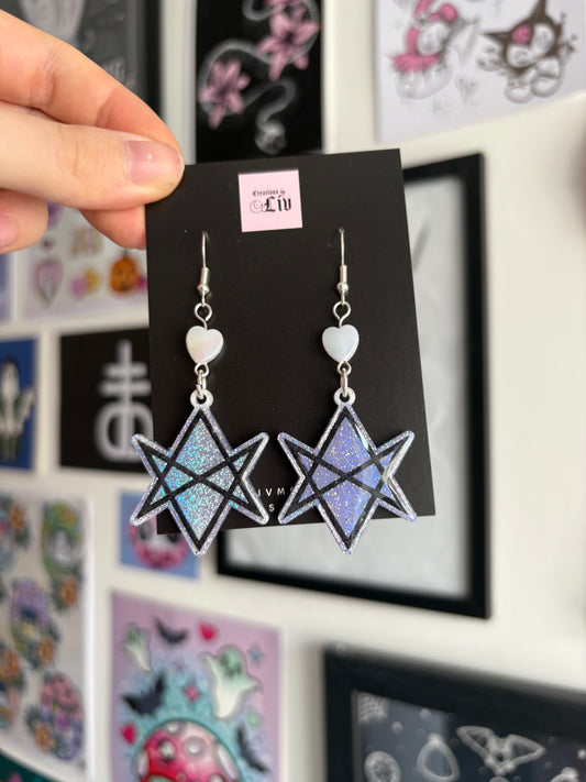 Lilac Holographic Hexagram Earrings
