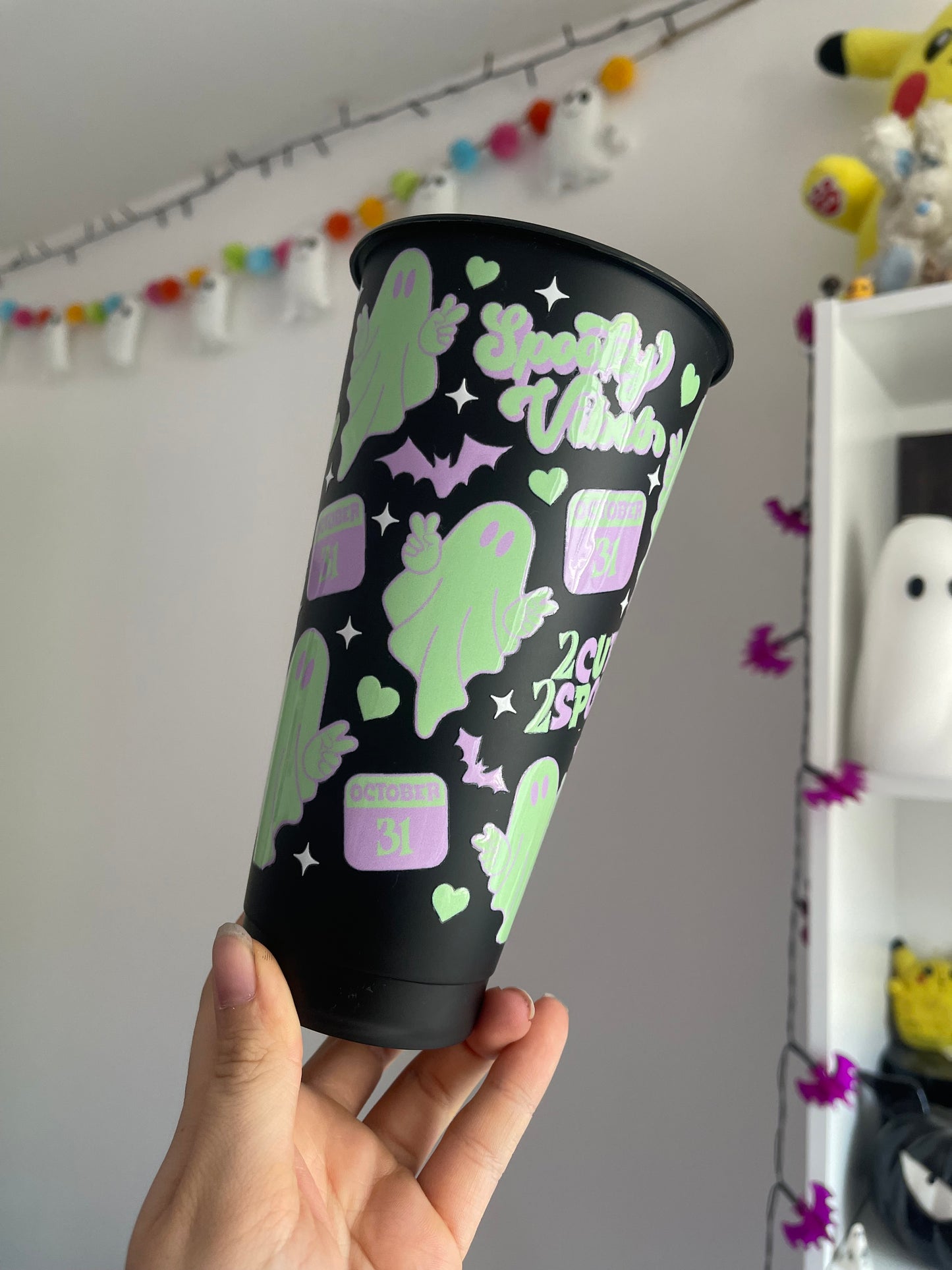 Green Spooky Ghosts Cold Cup