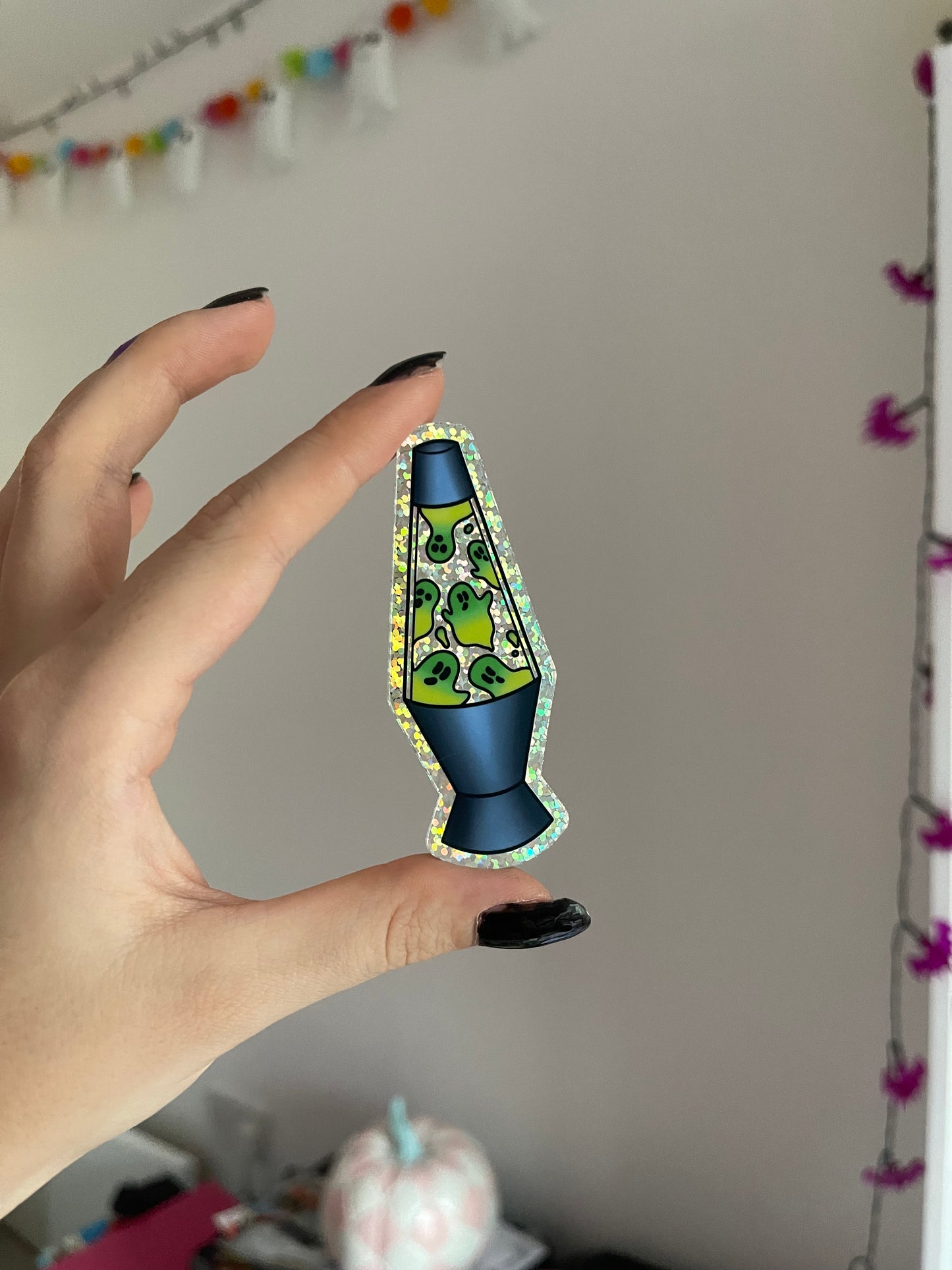 Ghost Lava Lamp Glitter Sticker