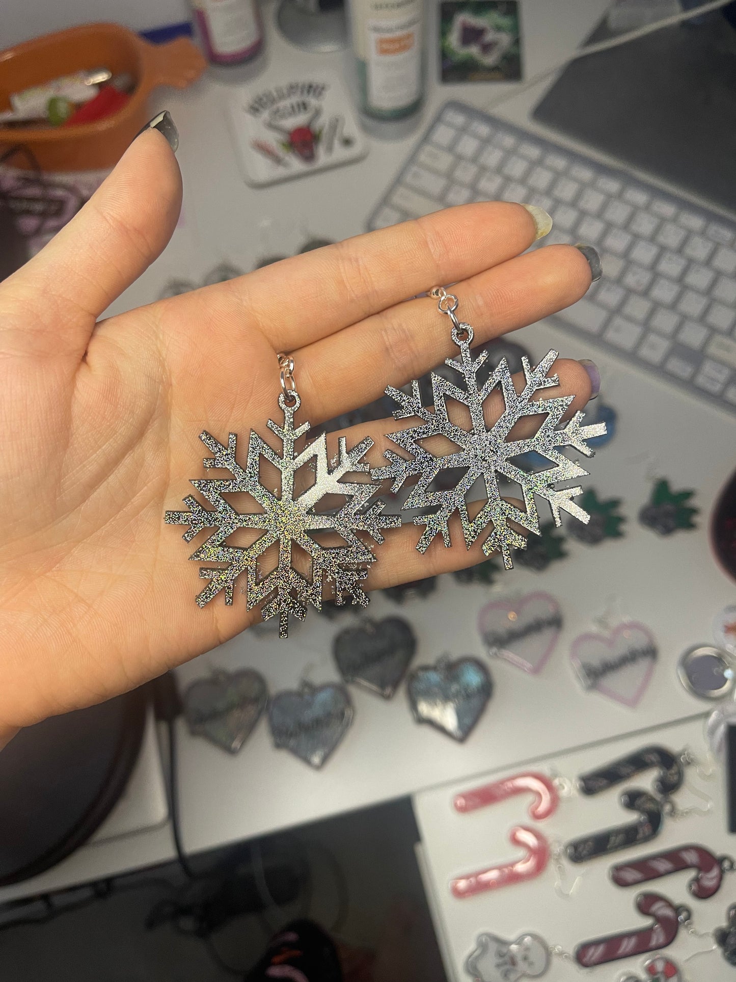 Holographic Snowflake Earrings