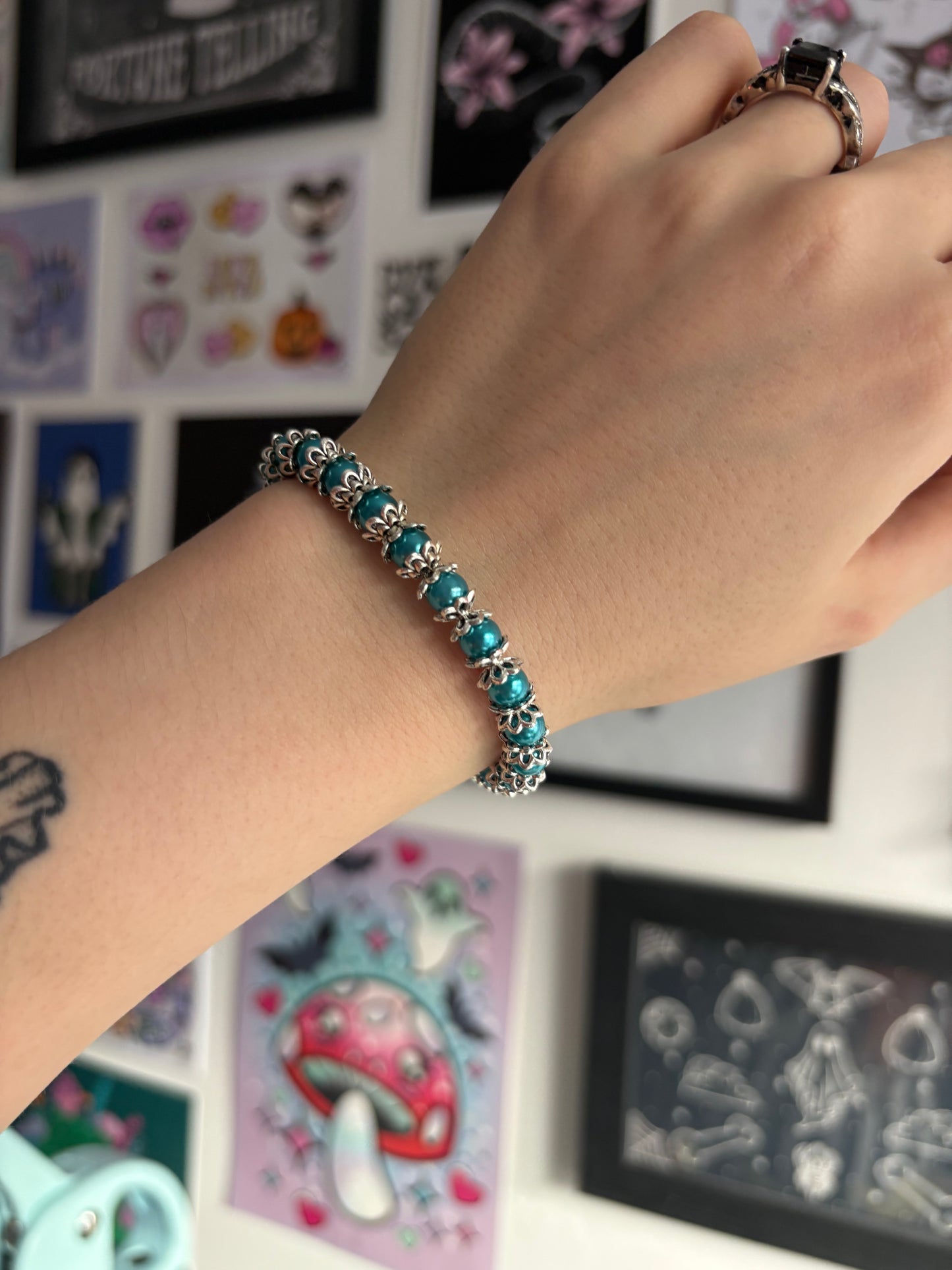 Blue & Silver Beaded Bracelet