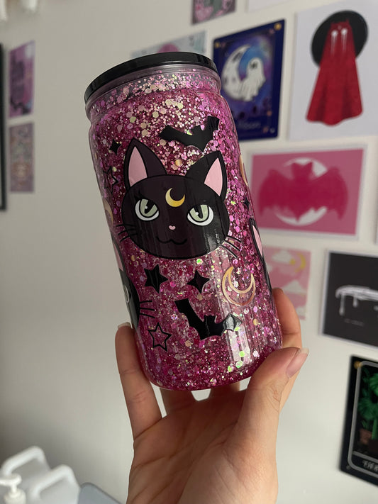 Black Cats Acrylic Libbey Glitter Snowglobe Cup