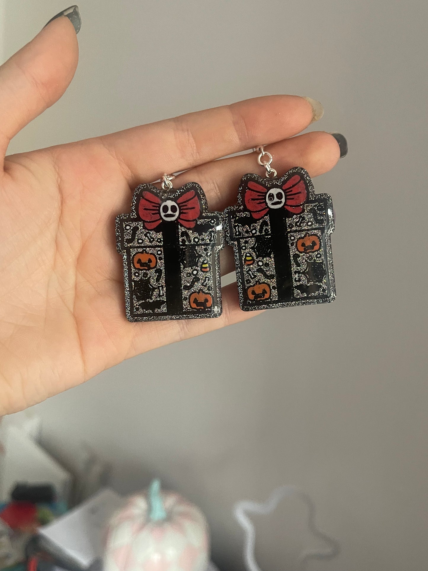 Holographic Spooky Presents Earrings