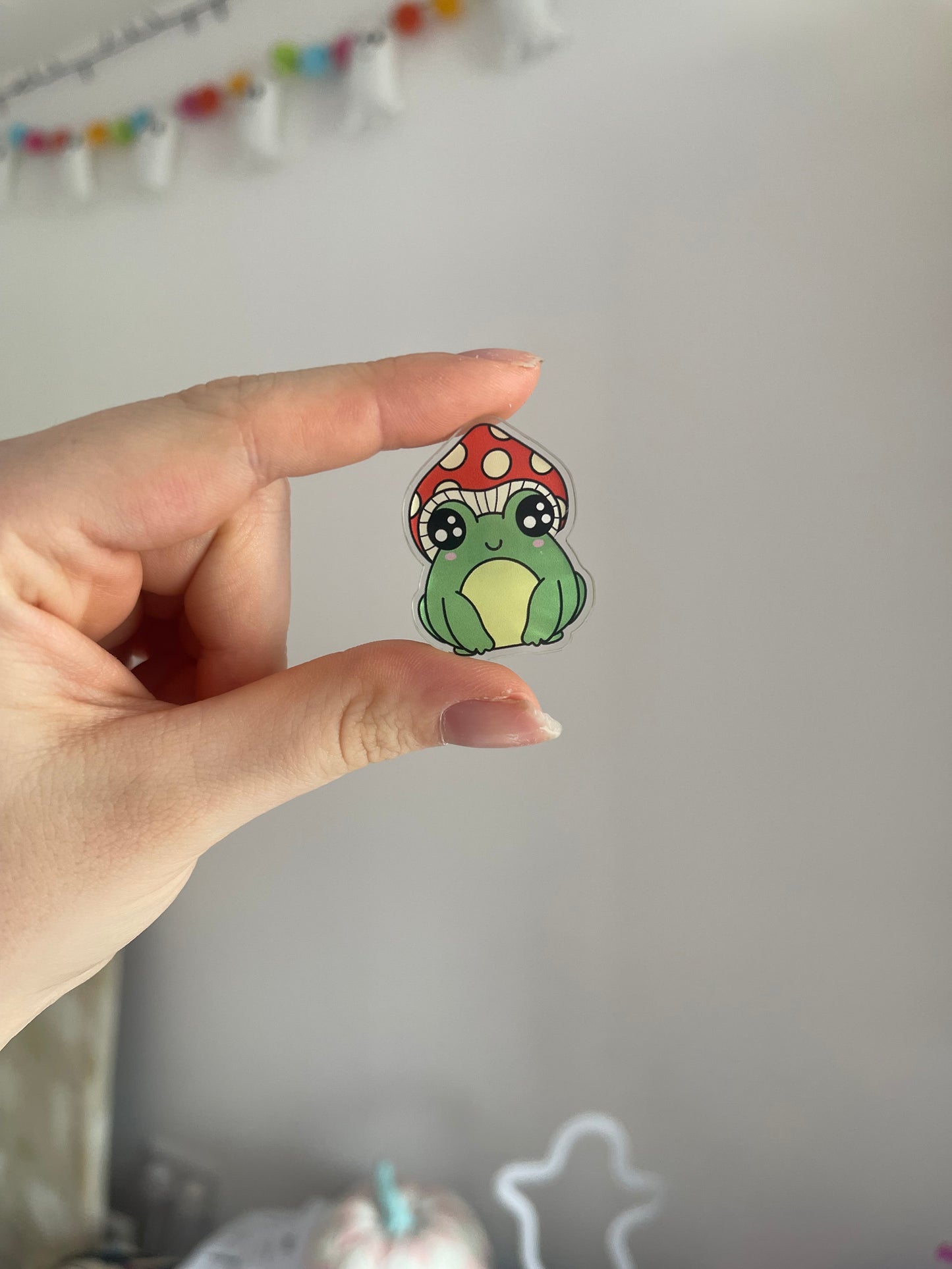 Mushroom Froggy Acrylic Pin