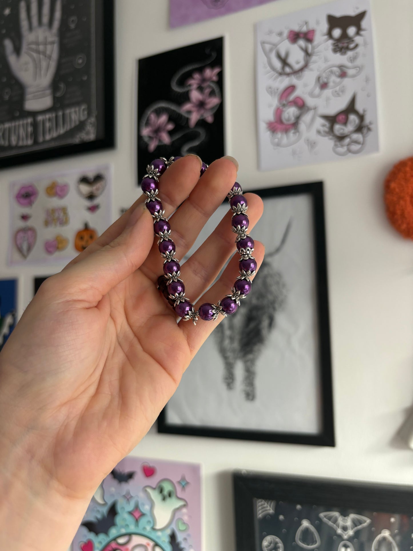 Purple & Silver Beaded Bracelet