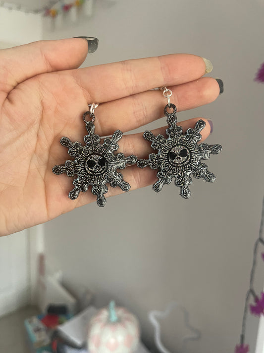 Holographic Jack Snowflake Earrings