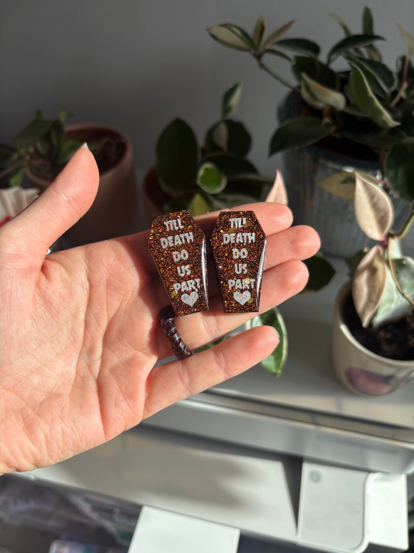 Til Death Do Us Part Coffin Earrings