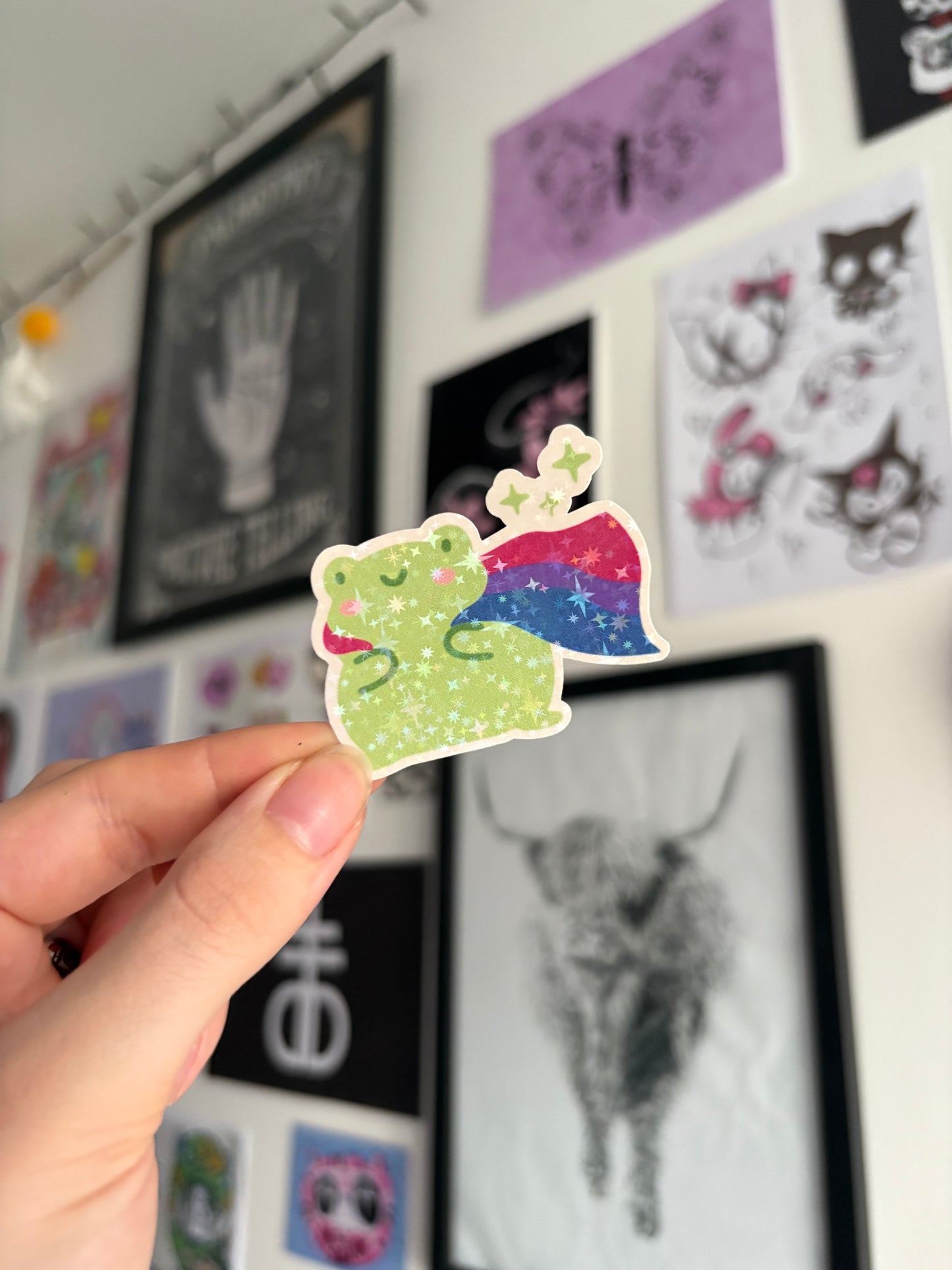 Bi Pride Froggy Holographic Sticker