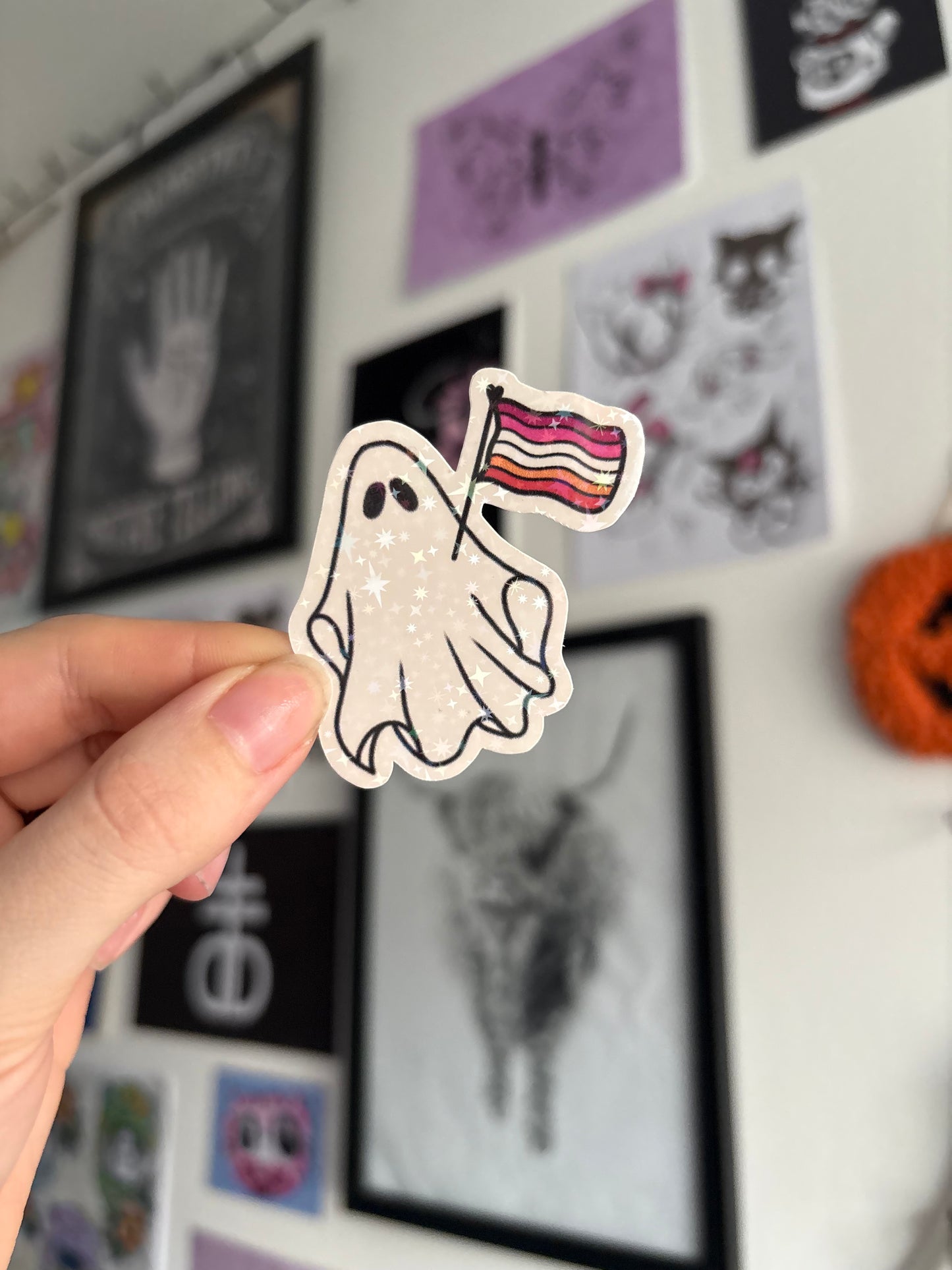 Lesbian Pride Ghost Holographic Sticker