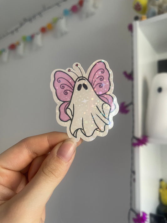 Pink Fairy Ghost Holographic Sticker