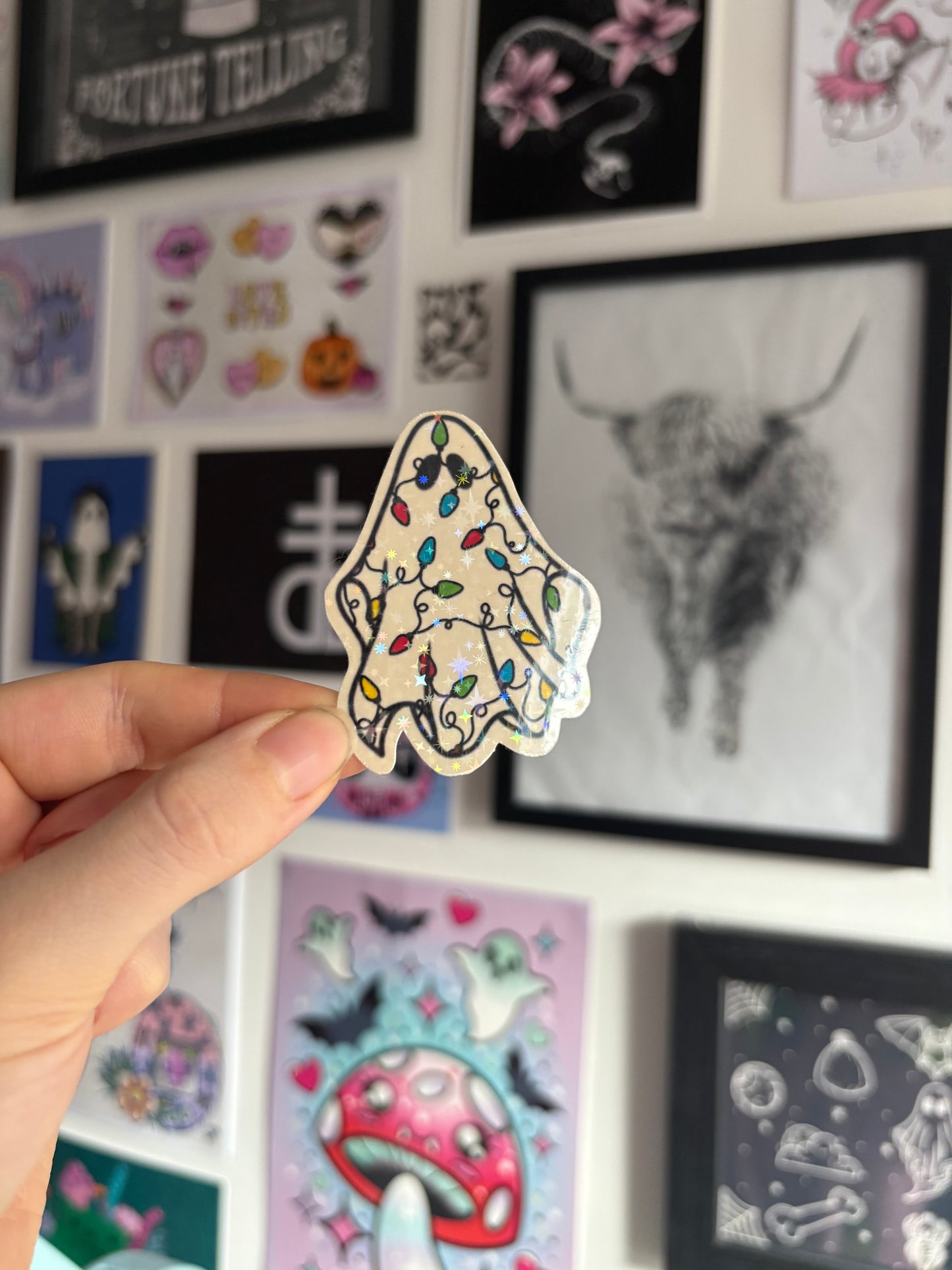 Christmas Lights Ghost Holographic Sticker
