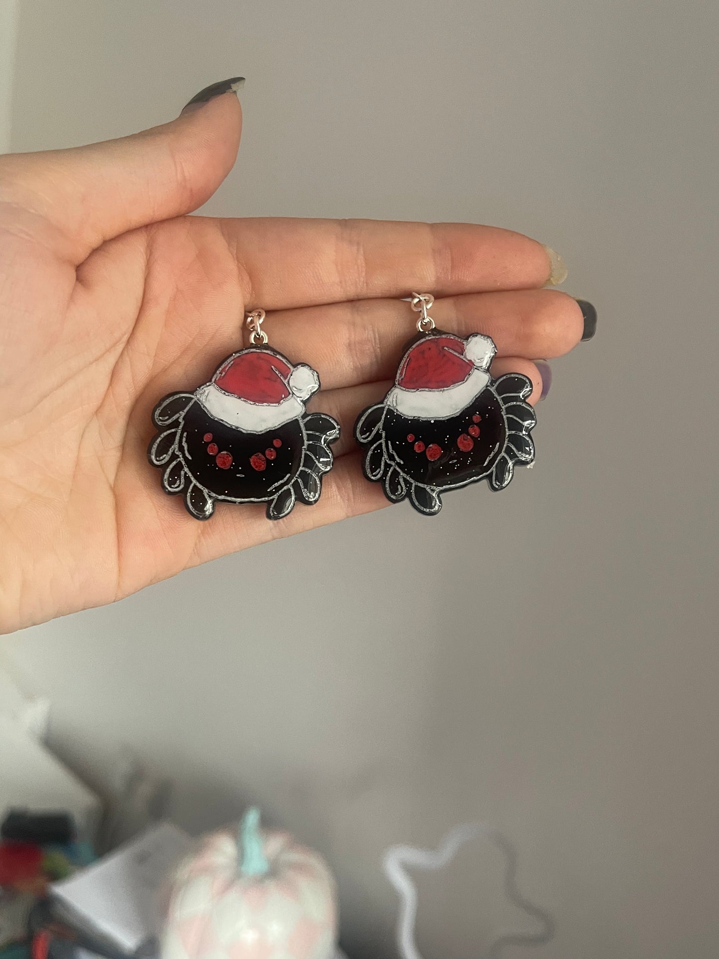 Spooky Christmas Spiders Earrings