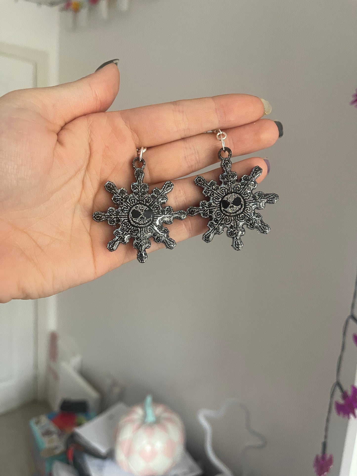 Holographic Jack Snowflake Earrings