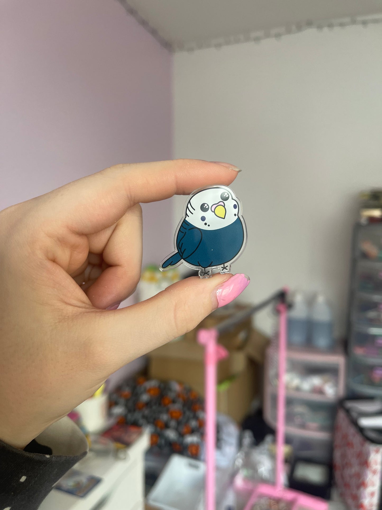 Coke the Budgie Acrylic Pin