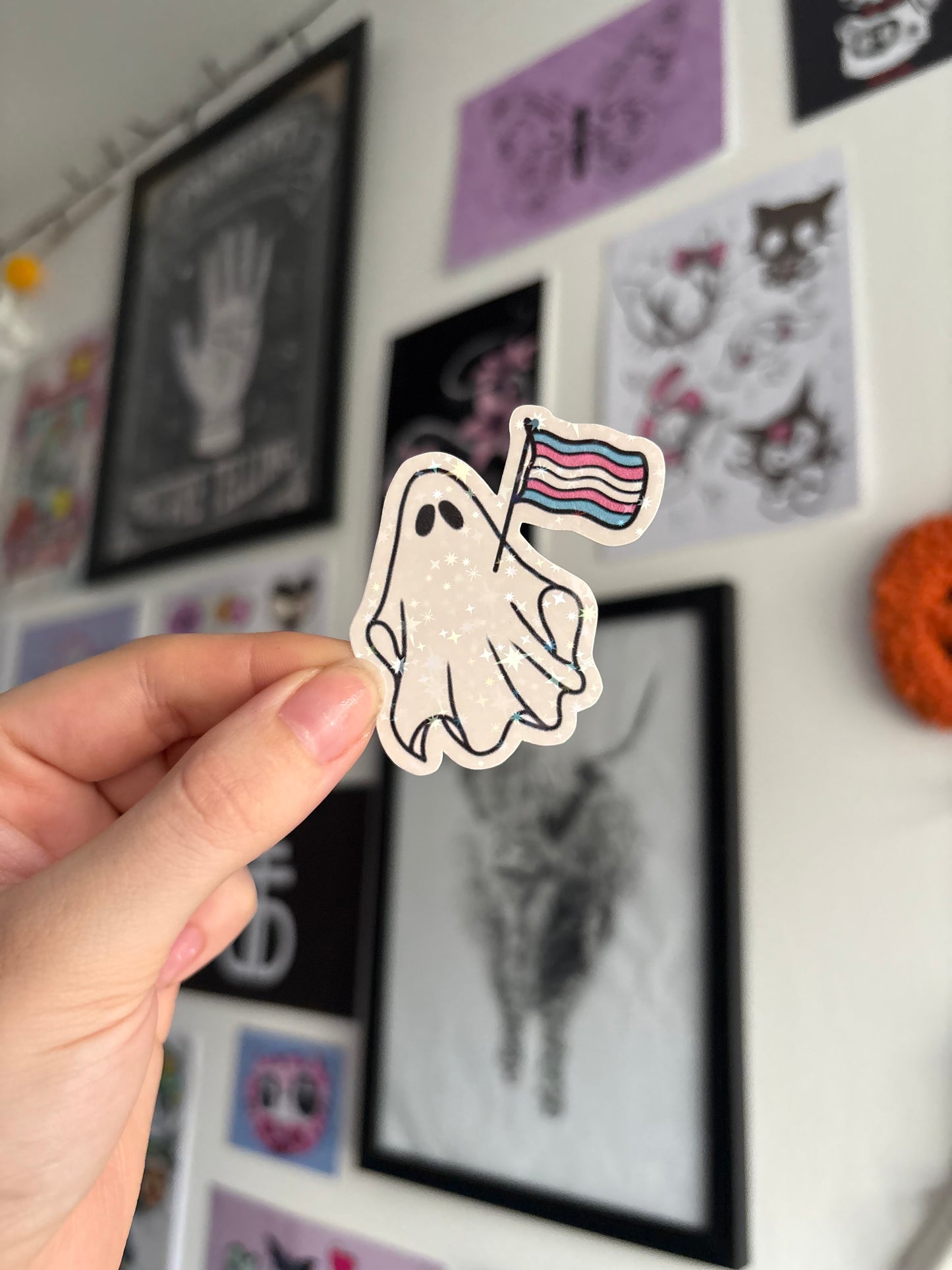 Trans Pride Ghost Holographic Sticker