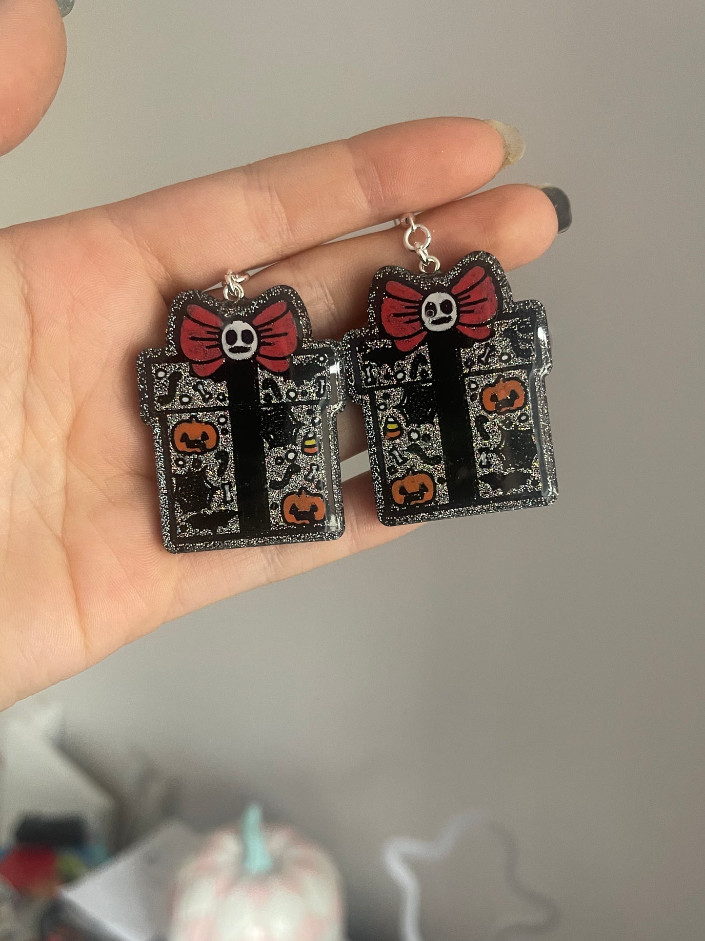 Holographic Spooky Presents Earrings