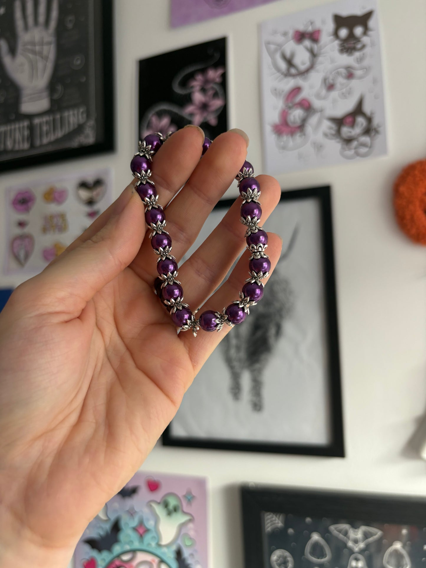 Purple & Silver Beaded Bracelet