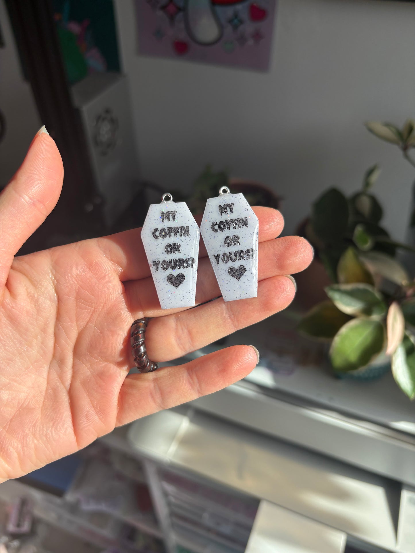 Lilac My Coffin Or Yours? Coffin Earrings