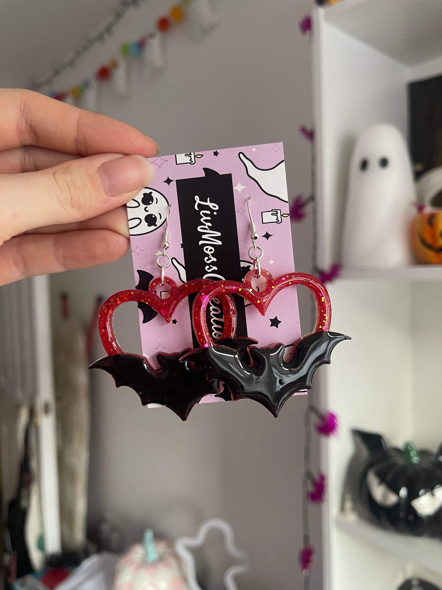 Bat Heart Earrings