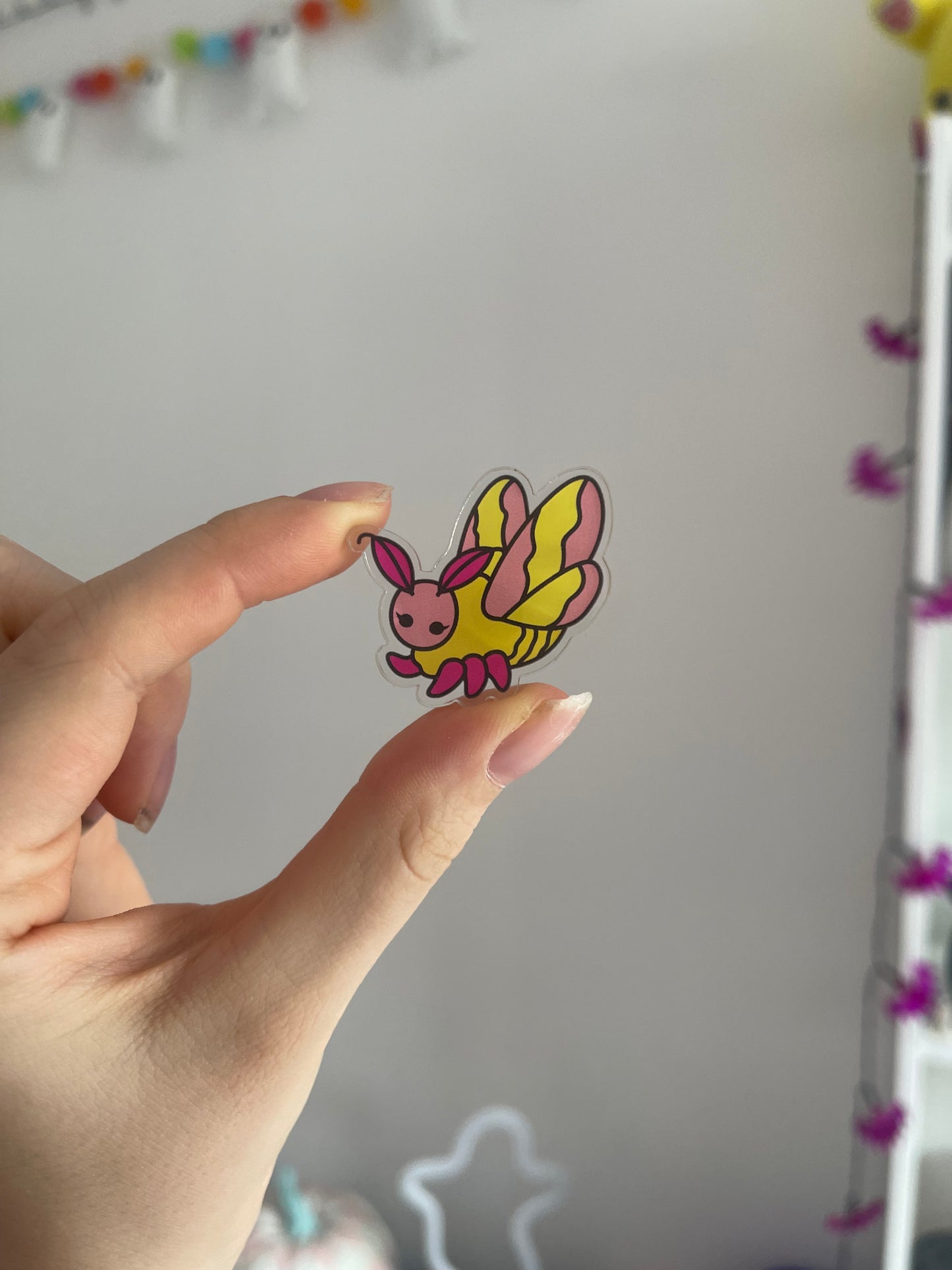 Rosy Maple Moth Acrylic Pin