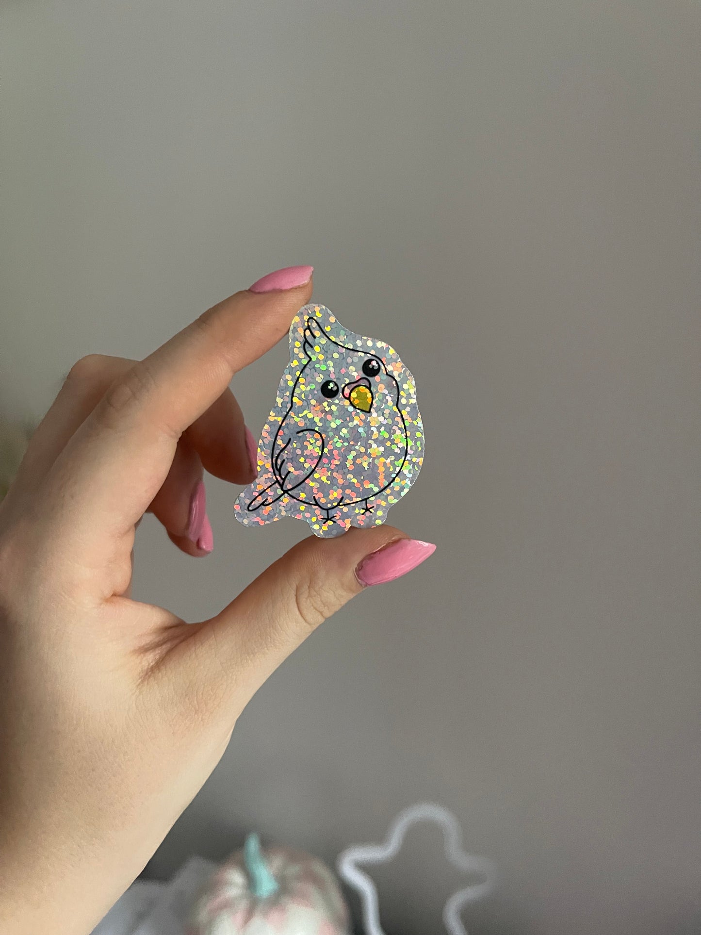 Spike The Cockatiel Holographic Glitter Sticker