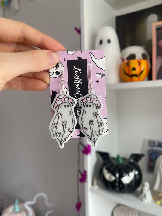 Pink Mushroom Ghost Earrings