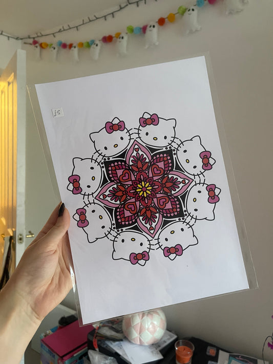 Cute Kitty Mandala A4 Print